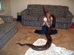 Photo By Todd Vargo of his 14 foot het albino female Granite Burm.